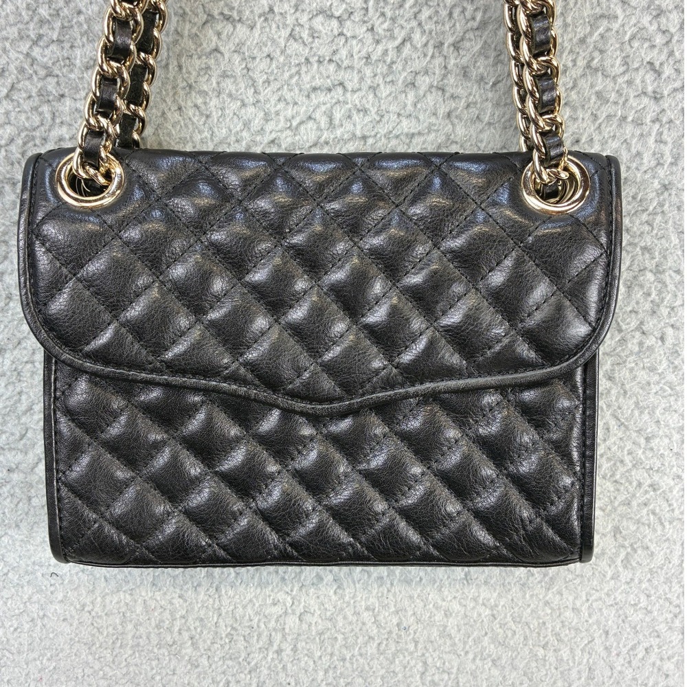 Rebecca Minkoff Quilted Affair Shoulder Bag Womens Mini Black Gold Chain Clutch